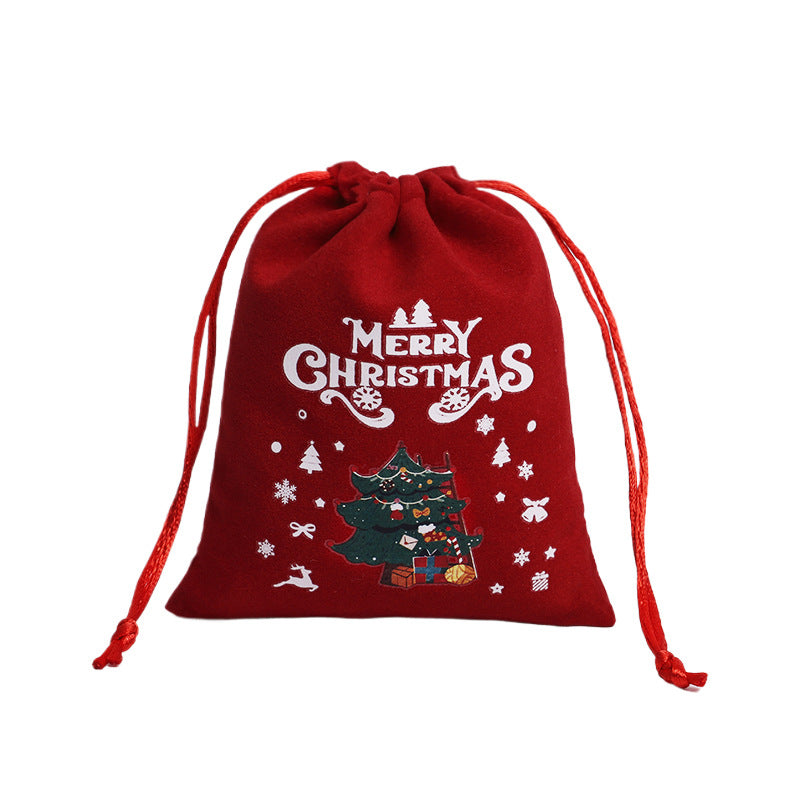Wholesale Christmas Gift Bag Set Custom Drawstring  Velvet Bag